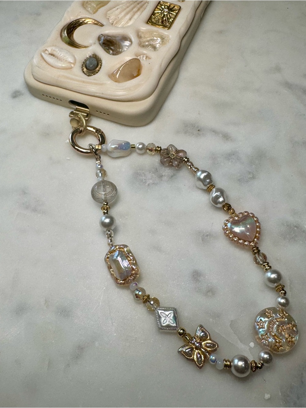 ✨🫧 Handmade Neutral Tone Bling Phone Wrist Strap Jewelry 🫧✨ - Picture 2 of 4